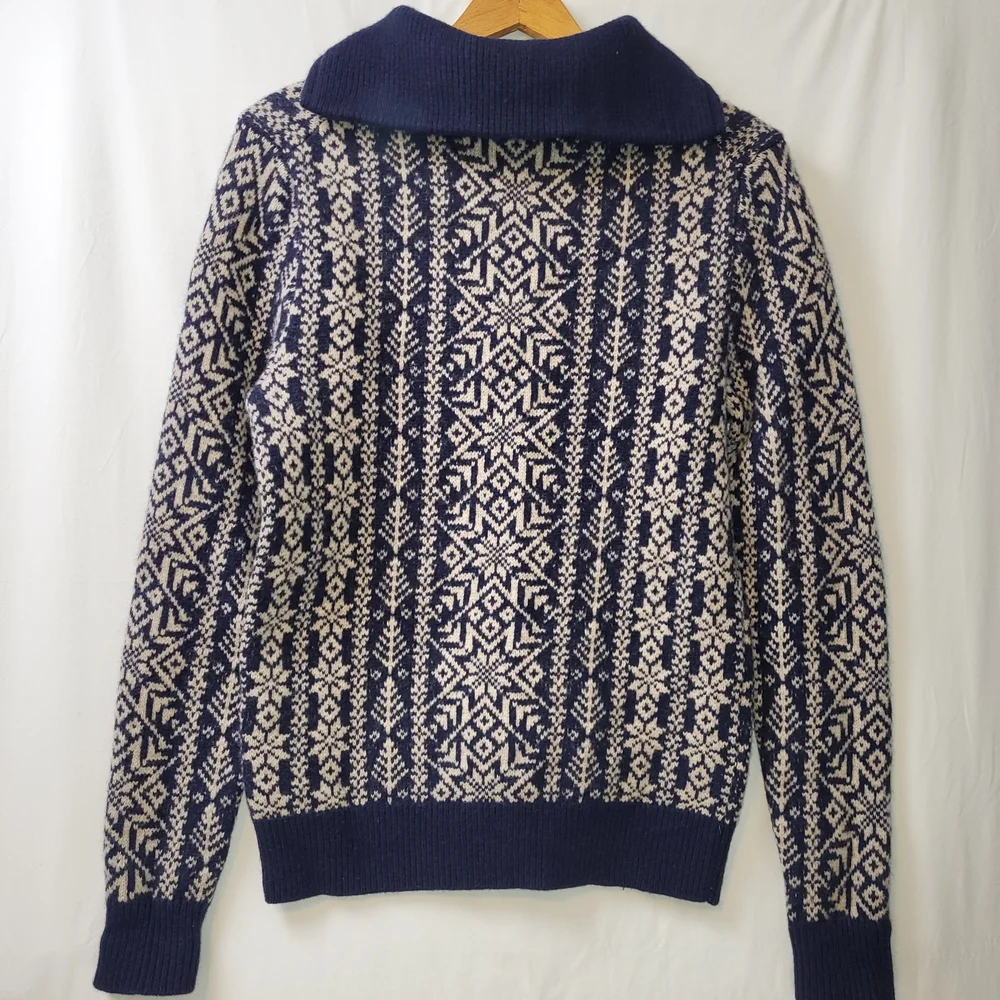 J. Crew Lambswool‎ Fair Isle Quarter Zip Sweater Men's Size Medium